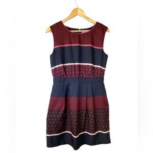 Ann Taylor Loft dress. Striped blue, burgundy, pink, black.  Size 4